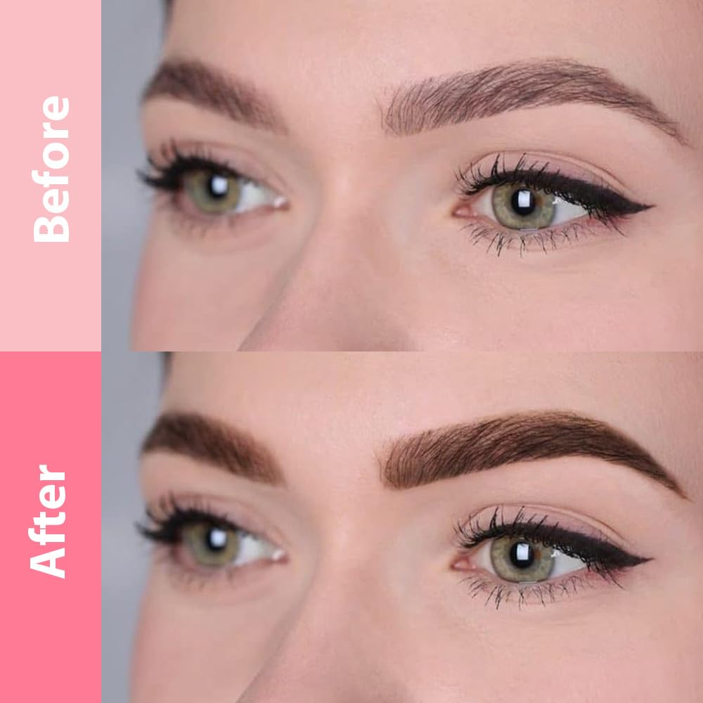 evpct 2Pcs Dark Brown Magic Microblading Dual-Ended Eyebrow Contouring Pen Brow Pencil, with 4