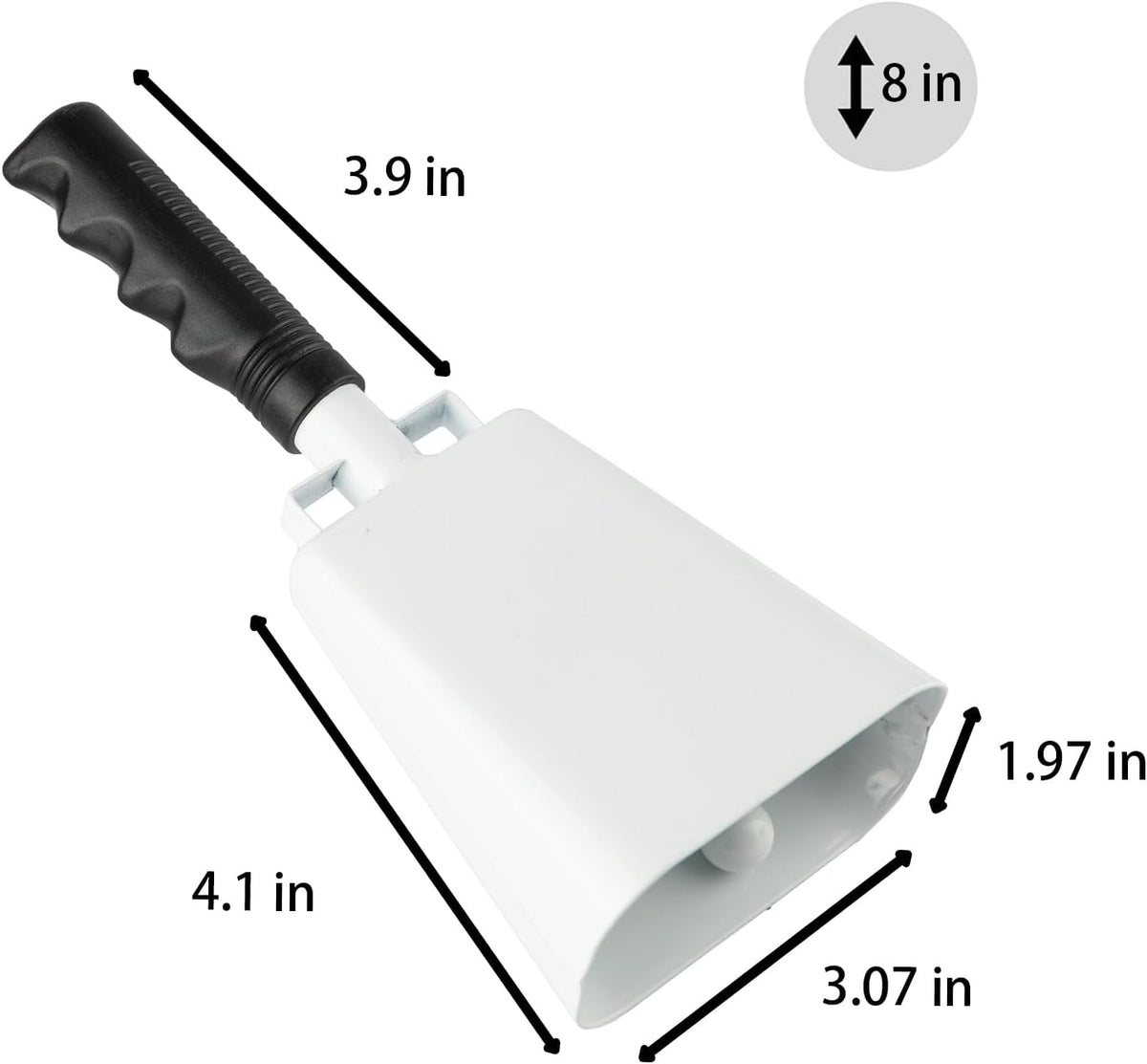 Steel Cowbell with Handle 8 Inch Cow Bells Noise Makers, 2 Pack Large Cowbells for Sporting Events