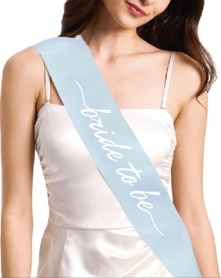 3PCS Blue Bride To Be Sash and Veils Bride to Be Heart Pearl Sunglasses for Bachelorette Bridal