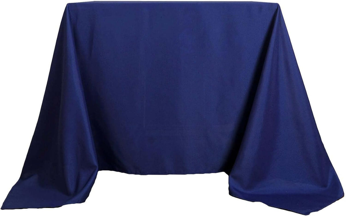 Efavormart 90" Navy Blue Wholesale Linens Polyester Square Linen Tablecloth for Kitchen Dining