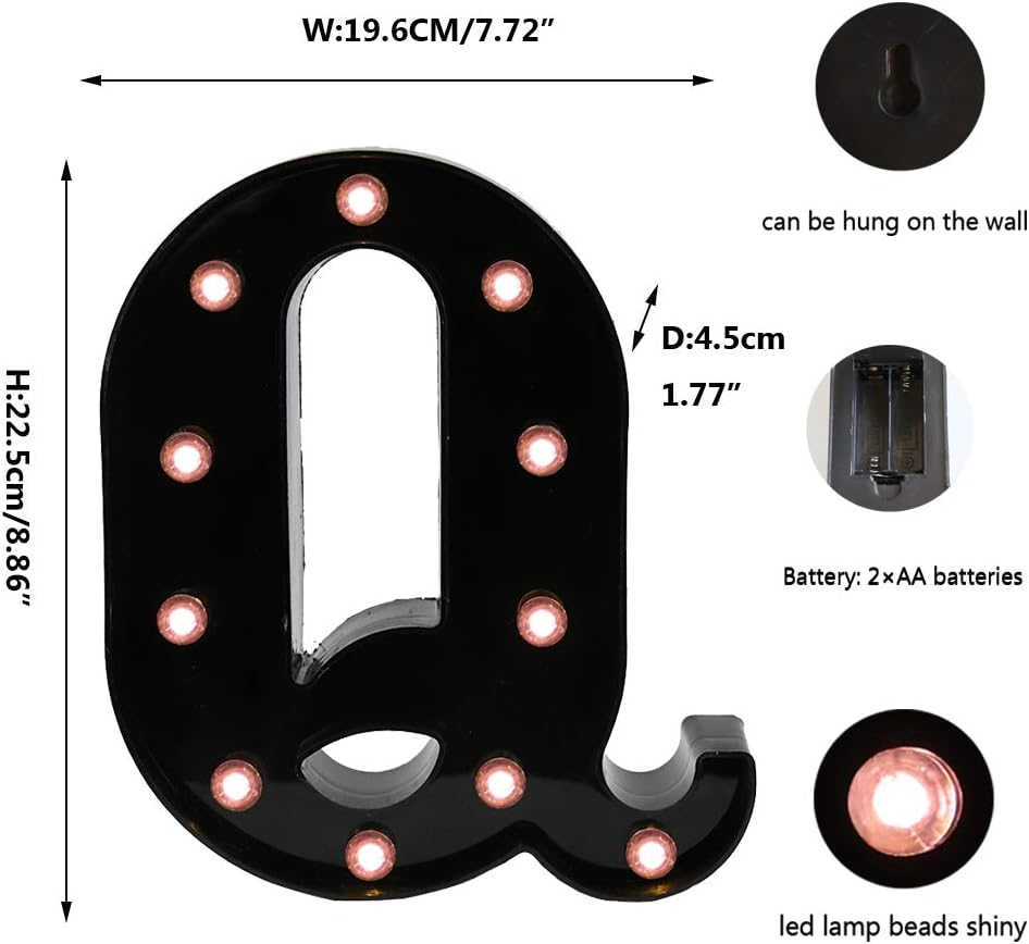 OYCBUZO Light Up Black Alphabet Marquee Letters Sign LED Marquee Number Lights Sign for Night Light