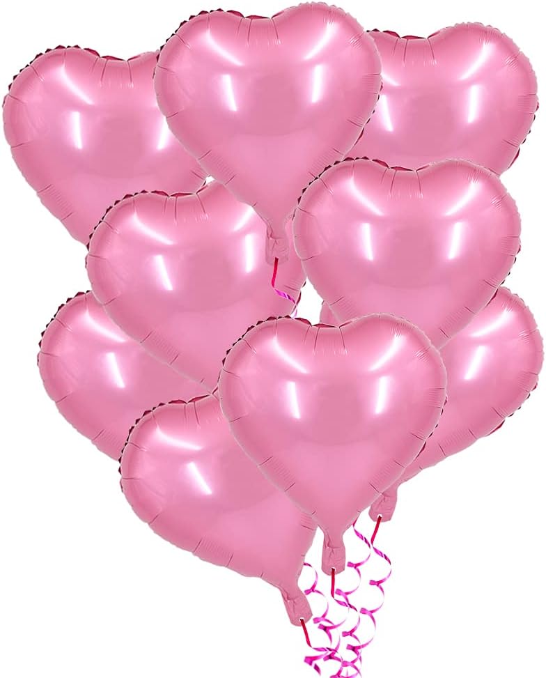 BEISHIDA 30 pcs18inch Pink Heart Shape Foil Mylar Balloons for birthday party decorations, Wedding