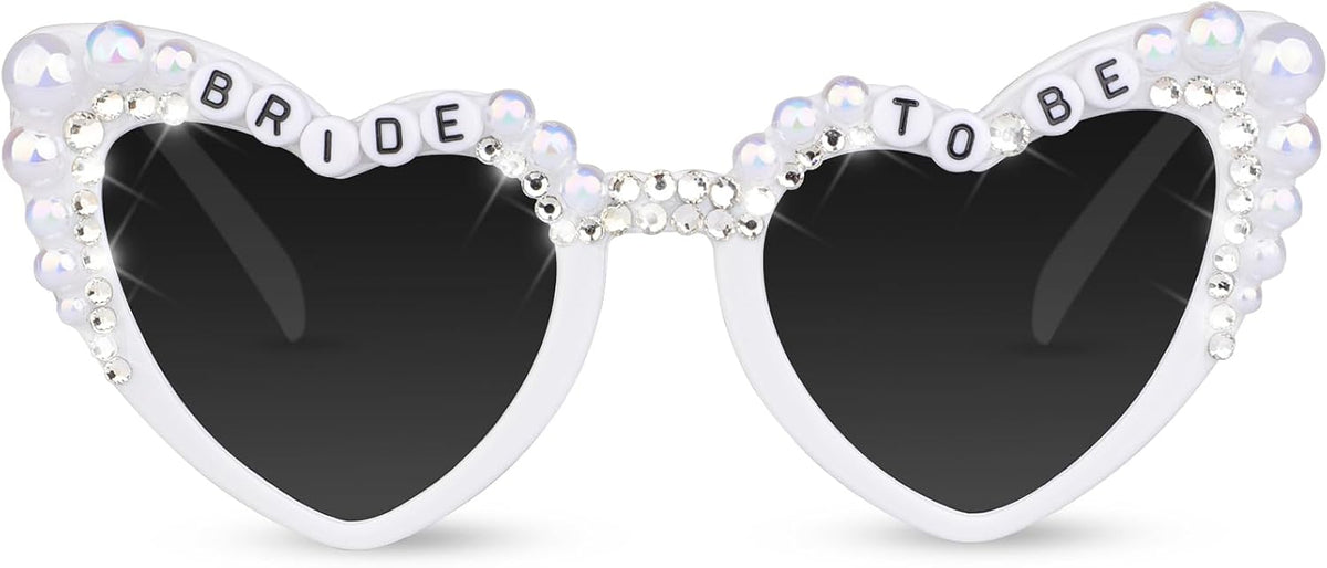 Bride Sunglasses for Bachelorette White Heart Glasses for Bride to Be Gift, Bachelorette