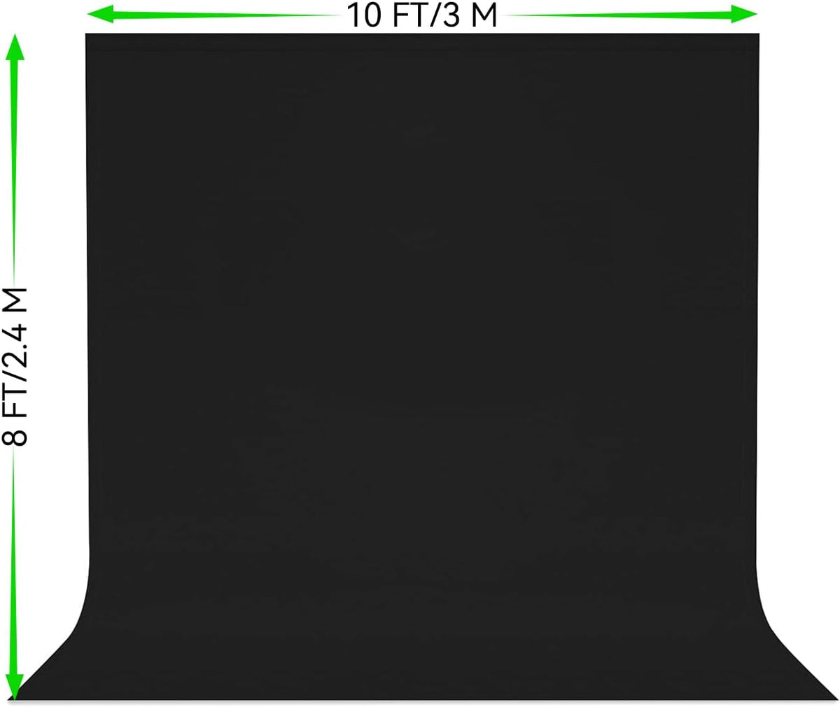 8X10 FT Black Backdrop, 100% Polyester Photography Background Curtain Screen, Foldable Black Screen