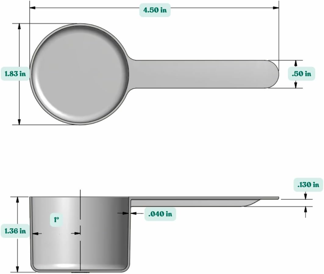 50 mL (50 CC | 1.69 Oz.) Long Handle Scoop for Measuring Coffee, Pet Food, Grains, Protein, Spices