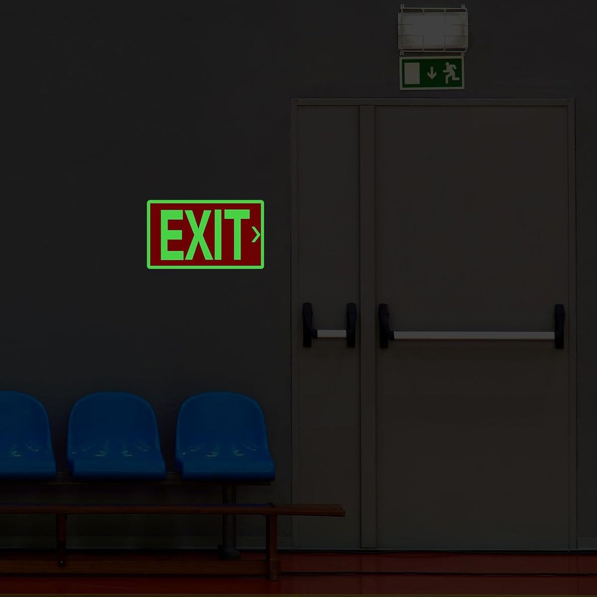 10 Pcs Glow in the Dark Exit Signs for Business 12 x 7 Inch Photoluminescent Signs Stickers for