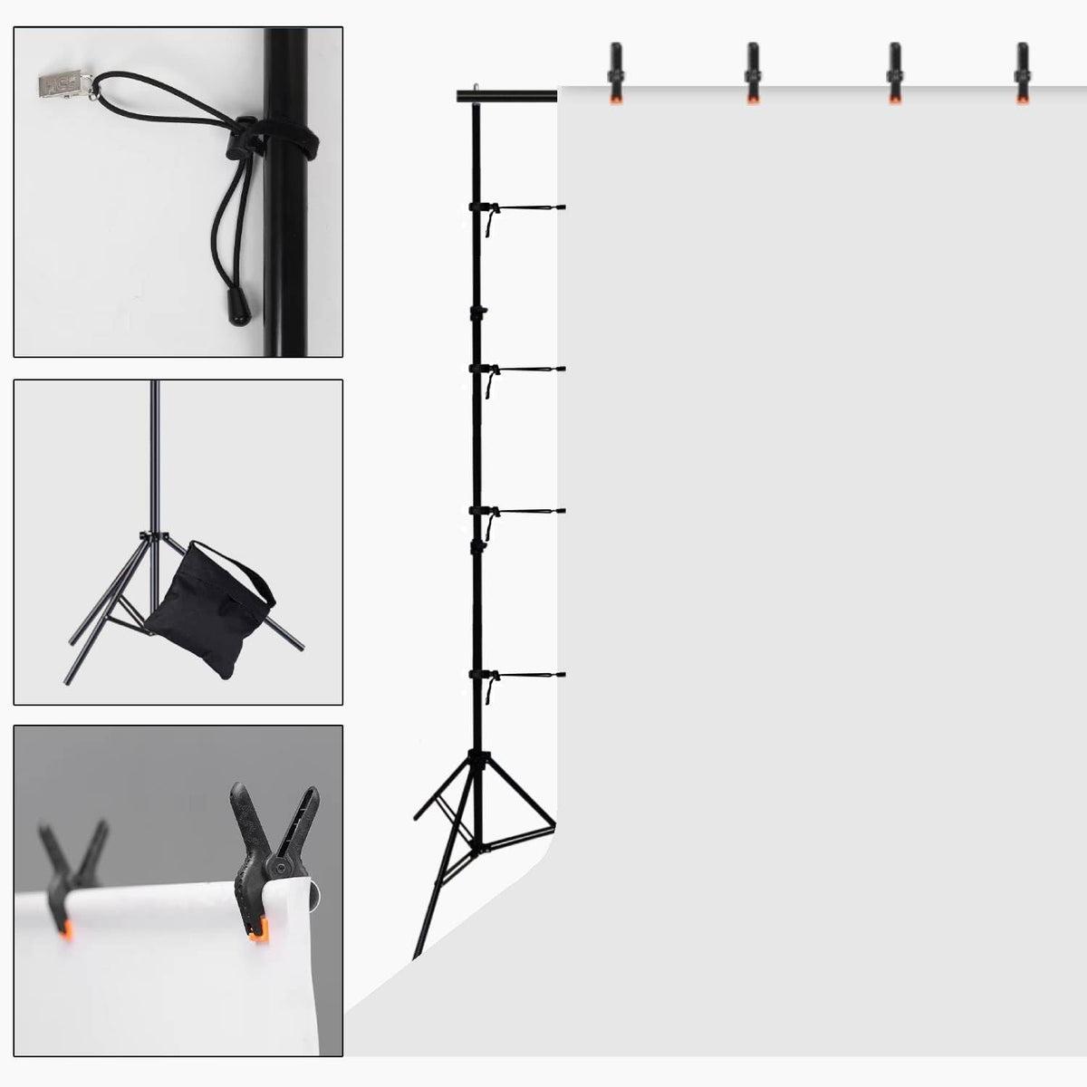 Backdrop Stand 10x7ft(WxH) Photo Studio Background Stand Support System Backdrop Support Kit, for