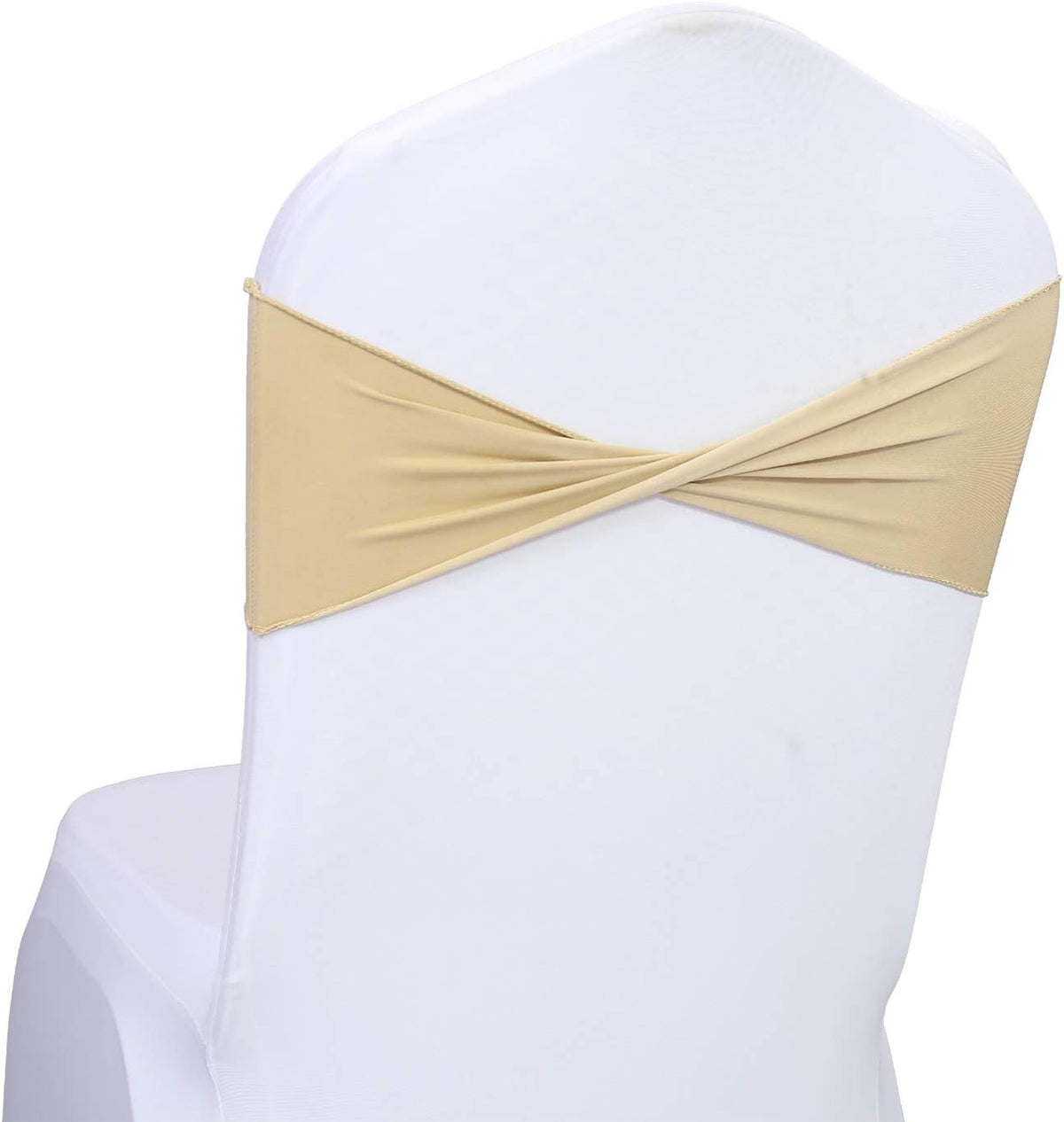 VDS Pack of 200 PCS | Champagne | Spandex Chair Sashes Bows Without Buckle | Stretch Elastic