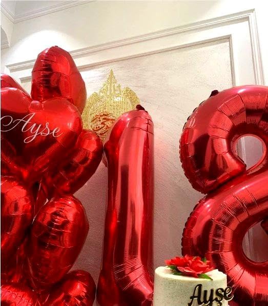 Number Balloon 40 Inch Red 8 Balloon, Red Number 8 Balloon Birthday Decorations, 8 18 28 38 80