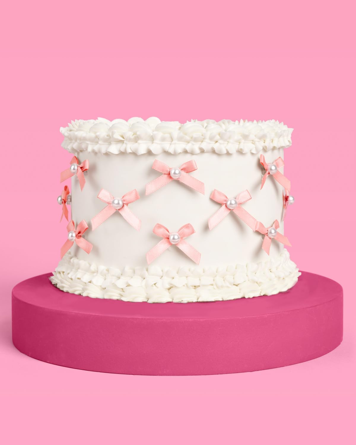 xo, Fetti Mini Pink Bow + Pearl Cake Toppers | 12 pcs | Bachelorette Party Decoration, Birthday