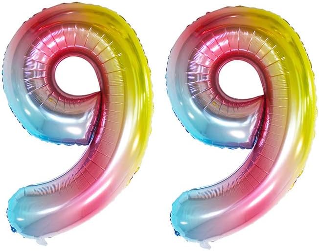 GOER Rainbow Foil Balloons Number 9,Huge Number Balloons for 9th Birthday Party Supplies
