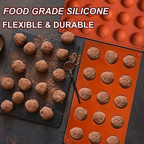 Small 15-Cavity Semi Sphere Silicone Molds Non-Stick,2 Packs Half Sphere Silicone Baking Molds for