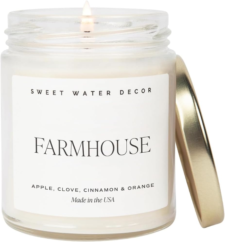 Sweet Water Decor Farmhouse Soy Candle - Apple, Orange, Pumpkin and Clove Scented Candles for Home