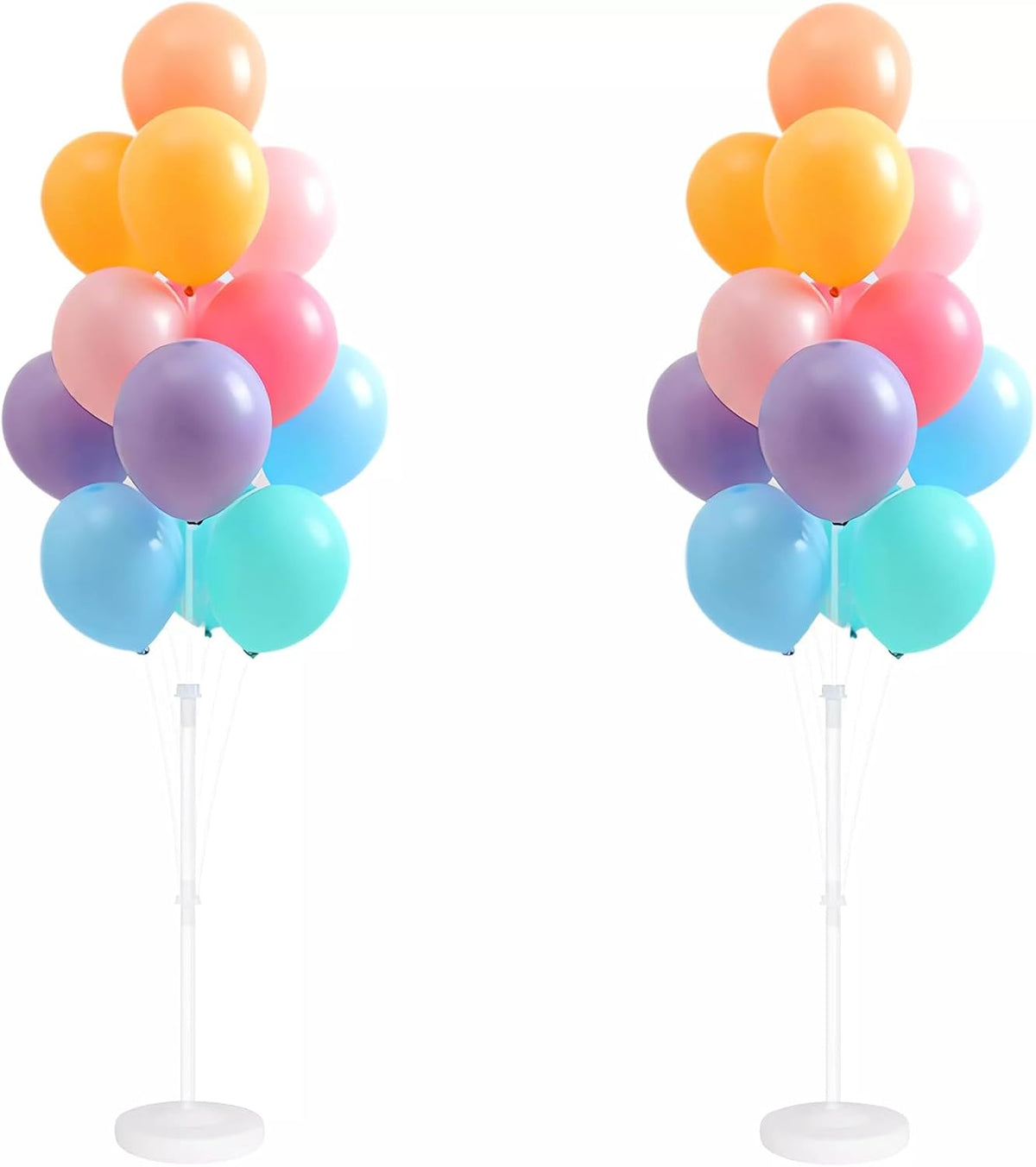 Balloon Column Stand Kit,2 Sets of Assorted Rainbow Balloon Tower Pillar with Reusable Design for