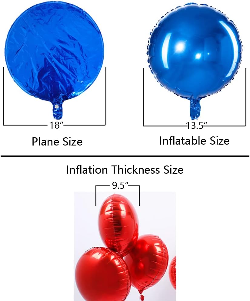 18" Blue Round Shaped Foil Balloons Mylar Helium Balloons for Birthday Party Wedding Baby Shower