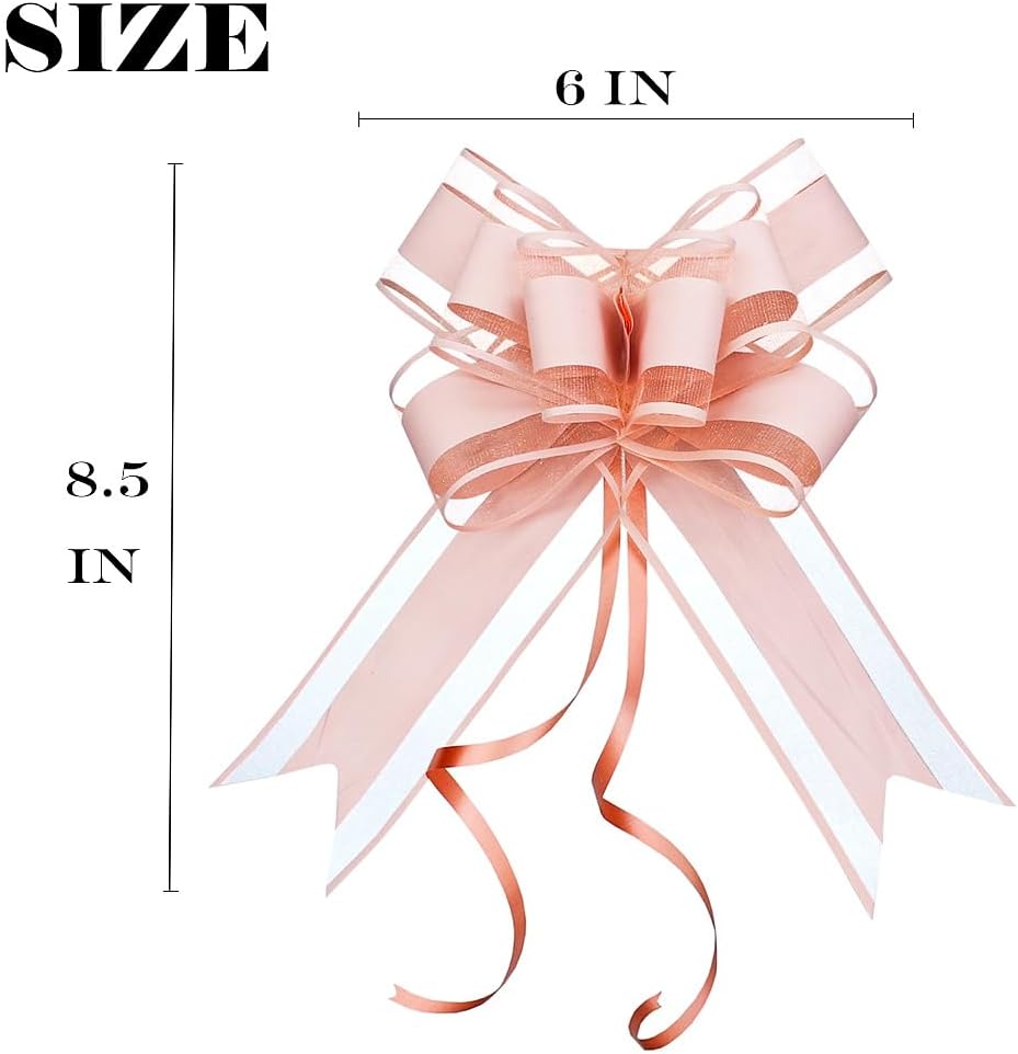 WEWILUCK Pull Bows for Presents - Large Light Pink Gift Bows for Gift Baskets, Flower Paper