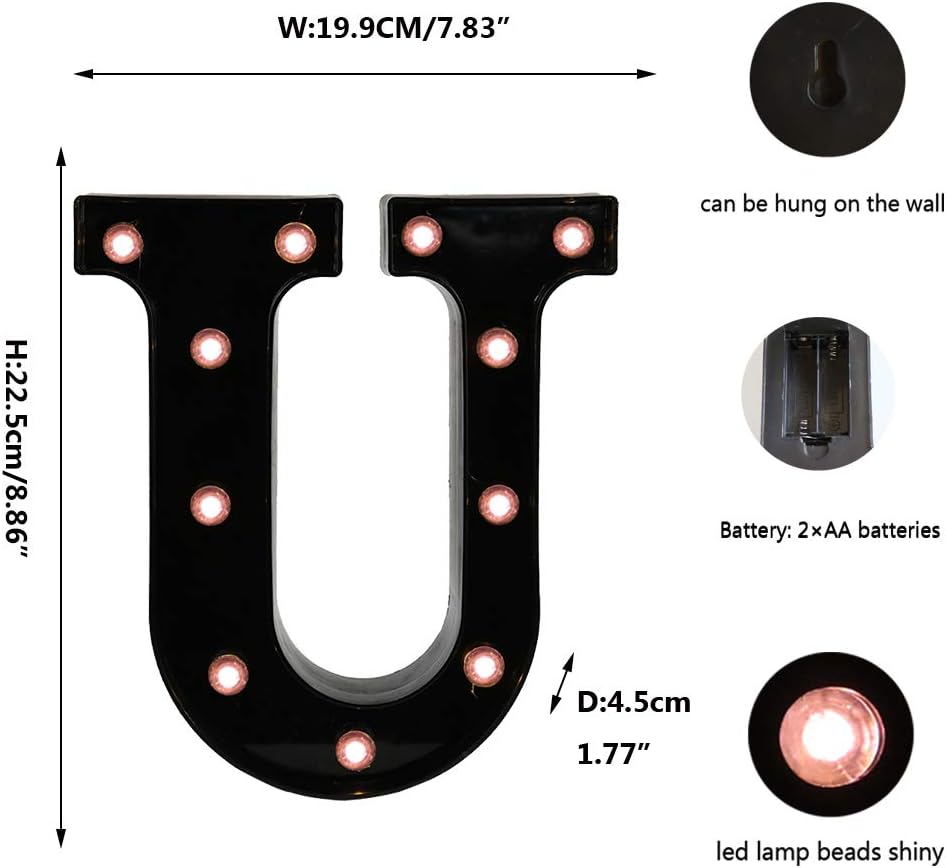 OYCBUZO Light Up Black Alphabet Marquee Letters Sign LED Marquee Number Lights Sign for Night Light