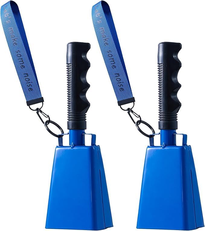 Cow Bells Noise Makers with Handle: Cowbells Hand Percussion for Sporting Events with Wrist Strap