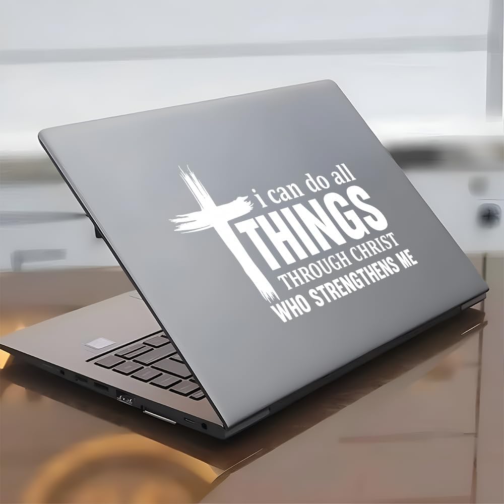 I Can Do All Things Through Christ Vinyl Decal 7x4.5in – Bible Verse Sticker Philippians 4:13