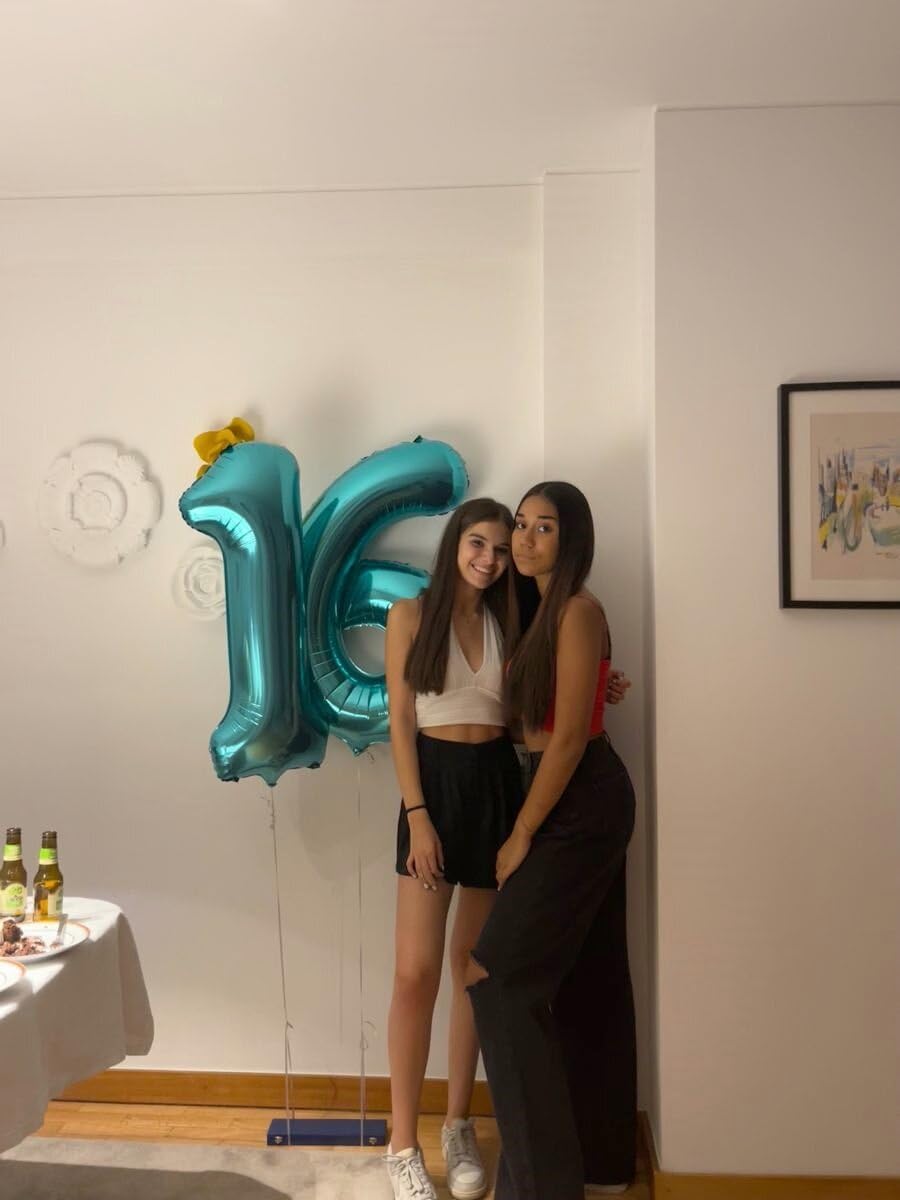 Teal Blue 40 Inch Mylar Foil Number 6 Balloon, Birthday Digital Balloons for 6 16 Boy Girl Party