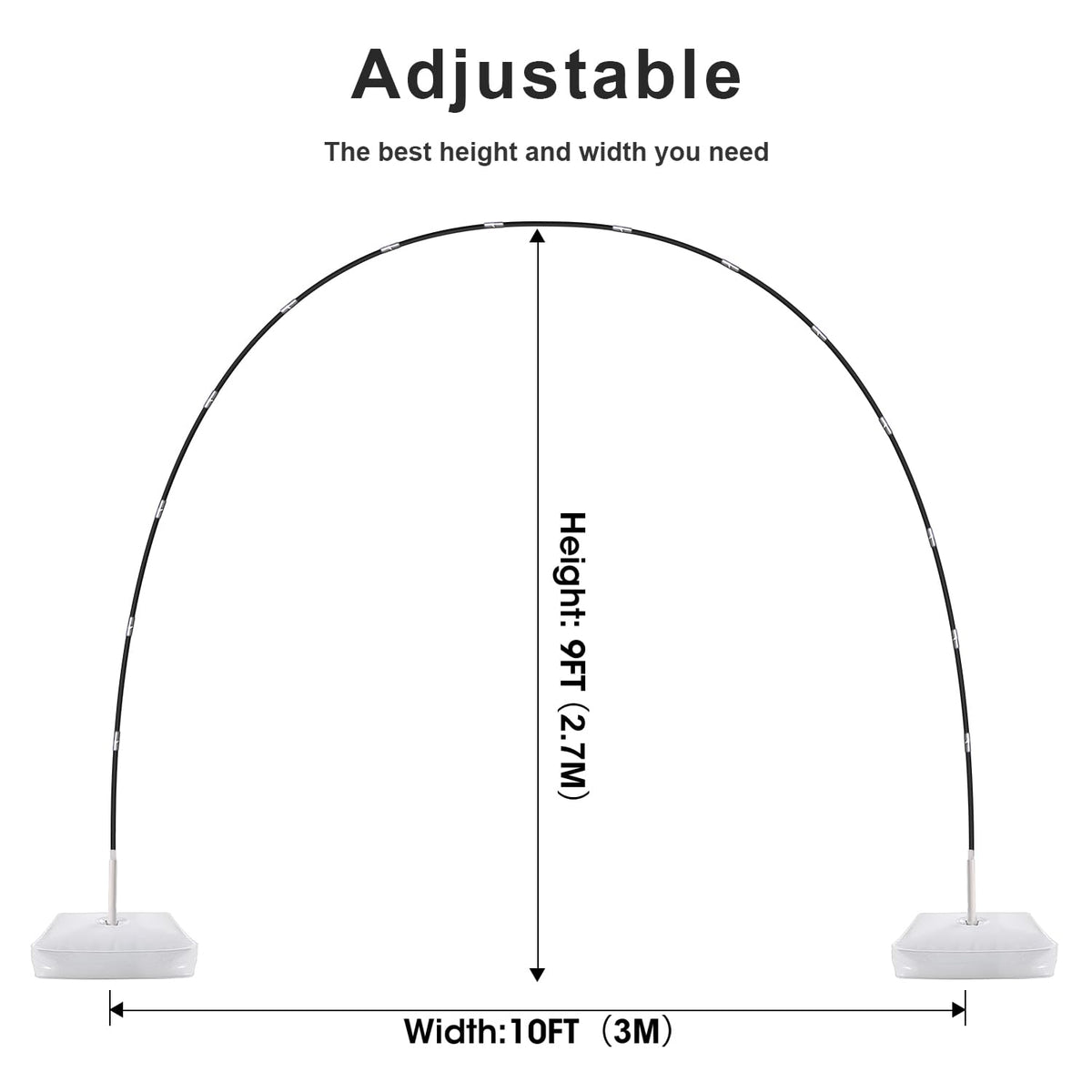 Chamvis Balloon Arch Kit, 9FT Height & 10FT Width Adjustable Balloon Arch Stand Frame Garland