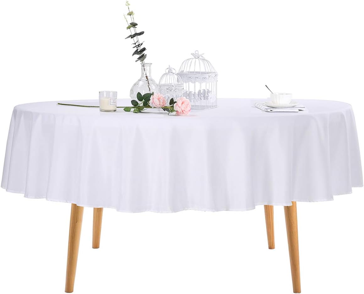 Ascoza 2pack 60 Inch White Rectangular Tablecloth in Polyester Fabric for