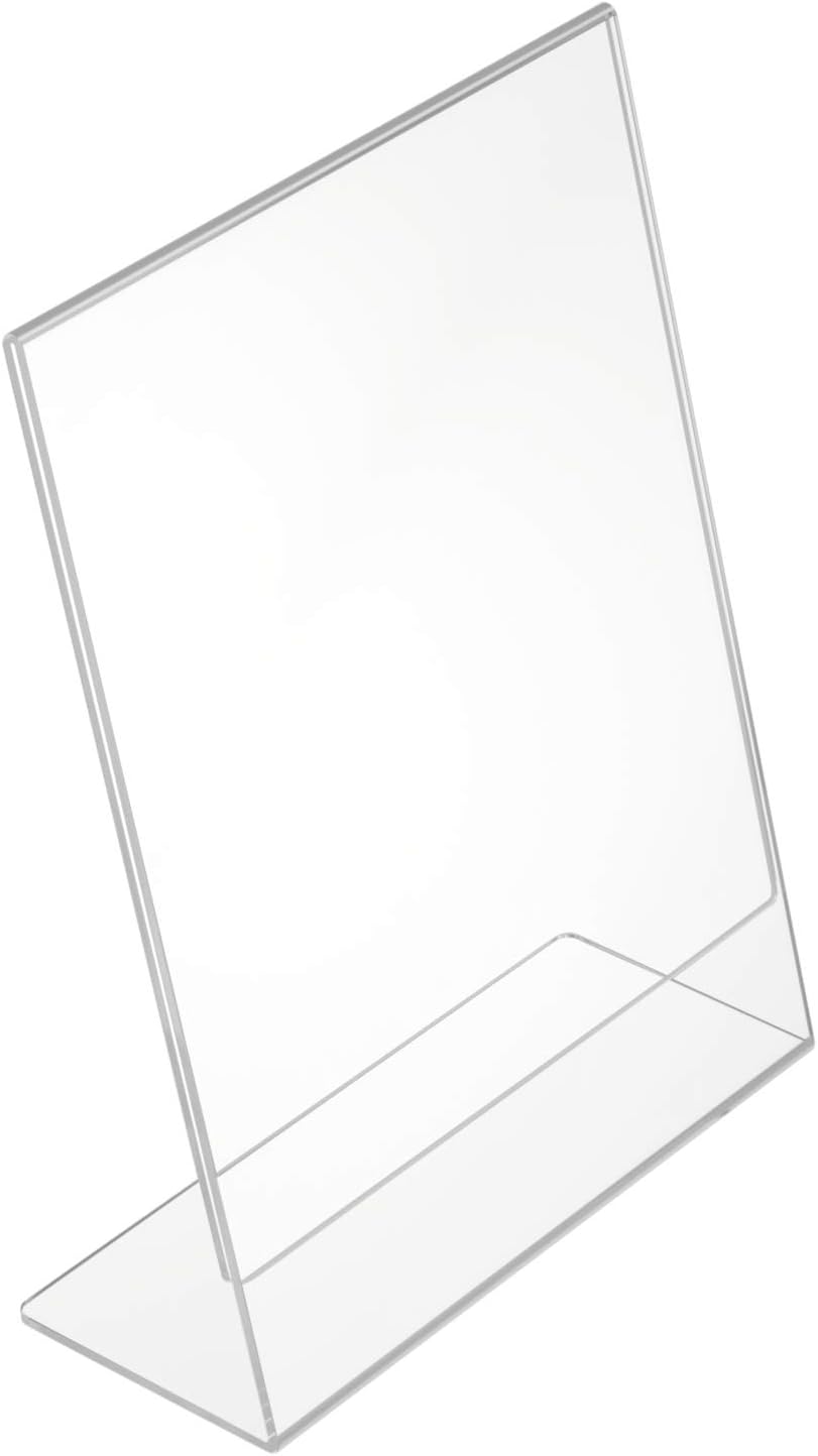 NIUBEE 6Pack Slant Back Acrylic Sign Holder 5x7 inches, Clear Vertical Picture Frames Frames