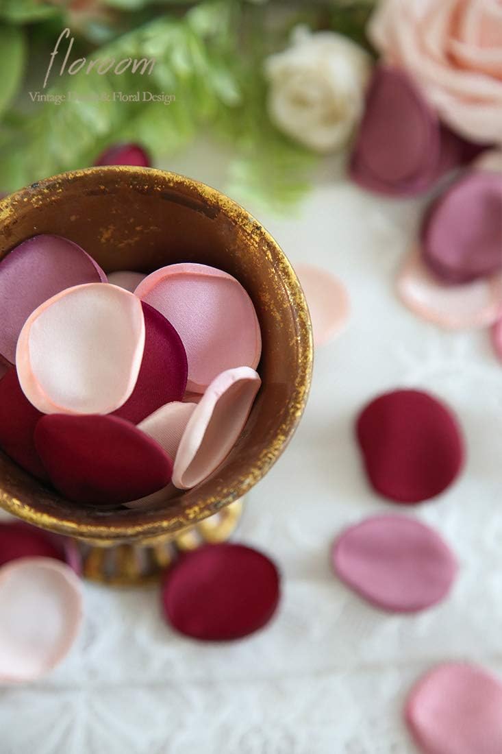 Floroom 500pcs Rose Petals Burgundy Maroon Faux Silk Flower Petals for Wedding Flower Girl Basket