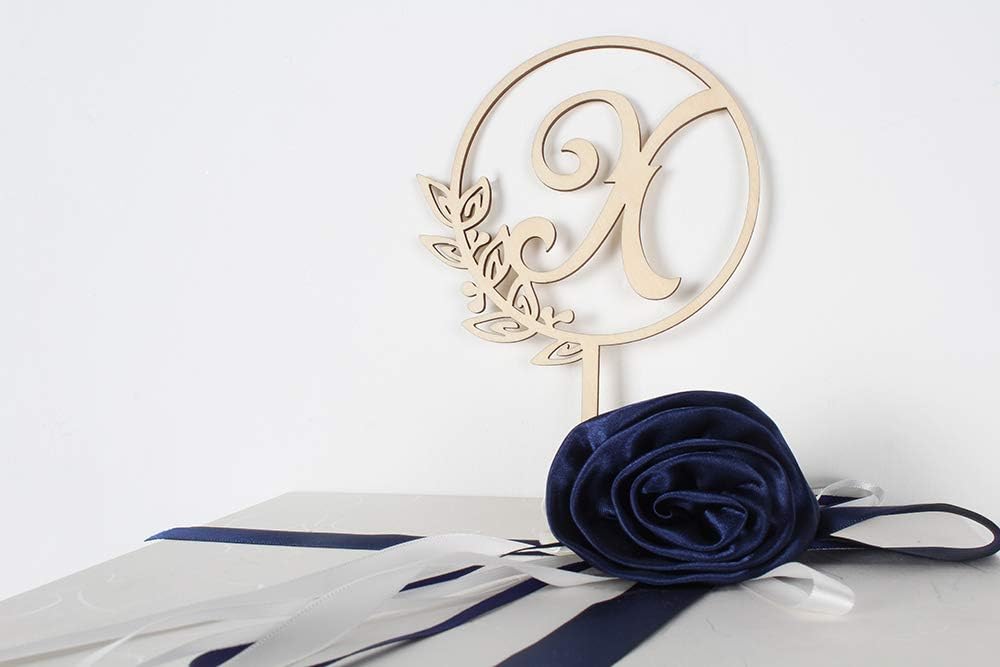LINGTEER Personalized Inital Letter X Wood Cake Topper Perfect for Birthday Rustic Wedding