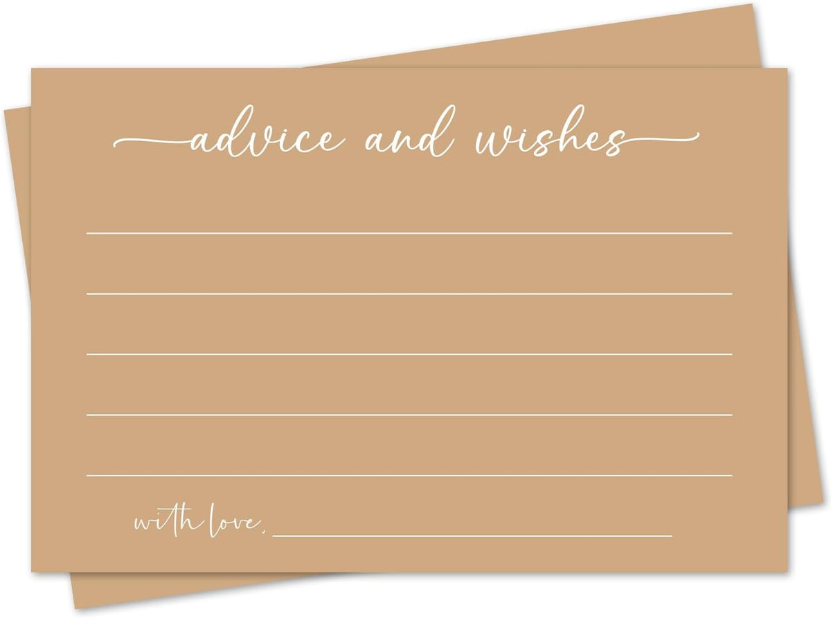 Brown Advice and Wishes Card, Advice Cards for The Bride and Groom, Bridal Shower,Wedding or Baby