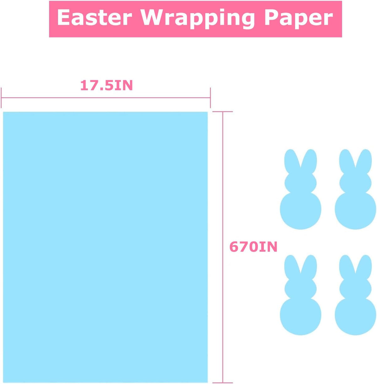 Vanhench 17.5"×963" (80 1/4FT) Blue Wrapping Paper, Sky Blue Kraft Paper Roll for Wedding/Fathers