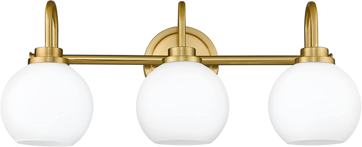 Gold Bathroom Light Fixtures, 3 Light Gold Modern Bathroom Light Fixtures Over Mirror with White