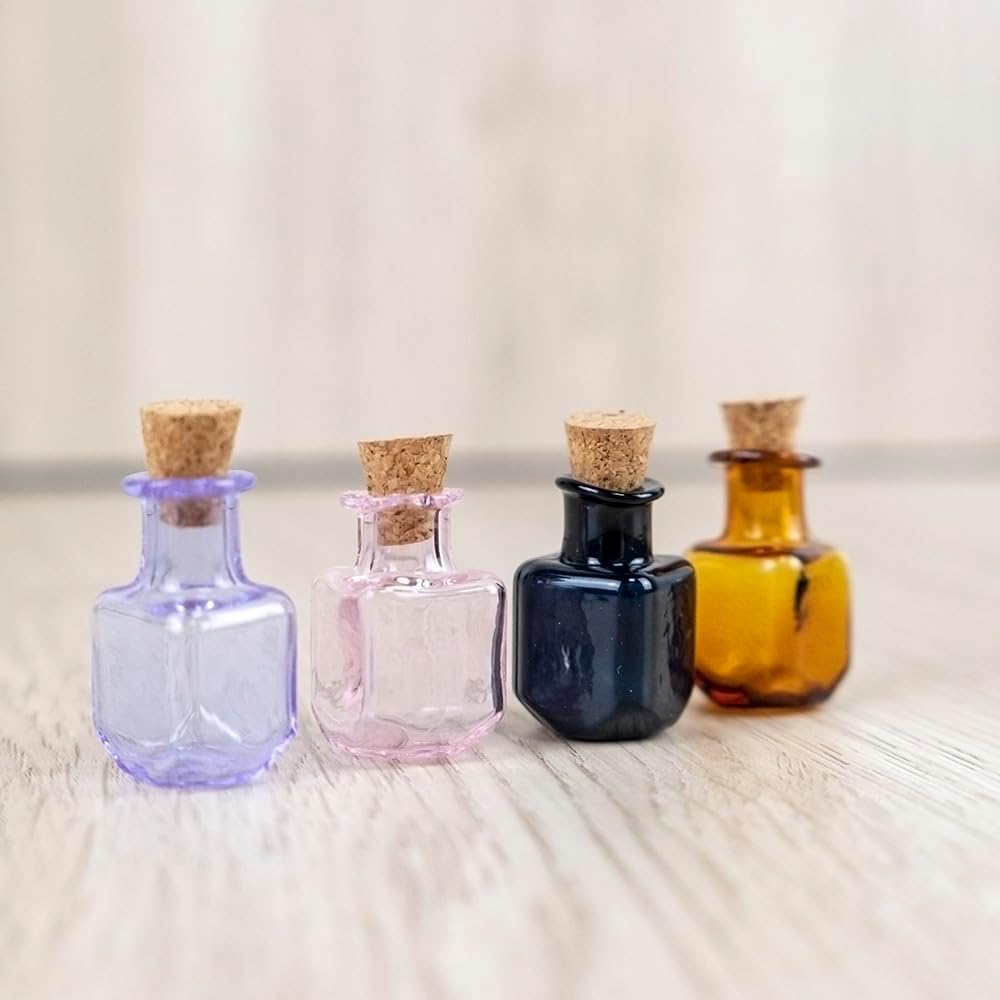 2ml Very Mini Rectangle Glass Color Bottles With Cork Colored Glass Bottles with Cork Stoppers Mix