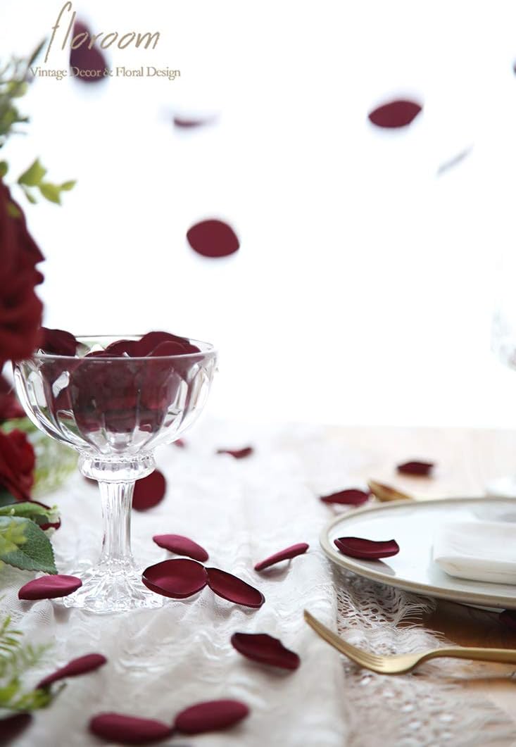 Floroom 300pcs Rose Petals Burgundy Faux Silk Flower Petals for Wedding Flower Girl Basket Aisle