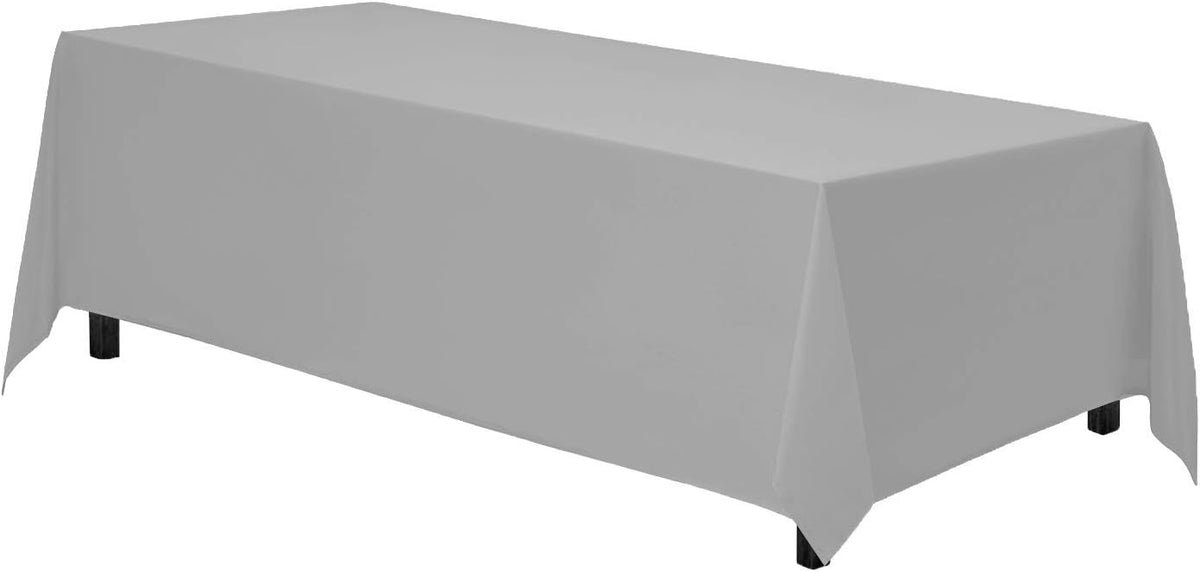 Gee Di Moda Rectangle Tablecloth - 70 x 120 Inch Silver Table Cloth for 6 or 8 Foot Rectangle Table