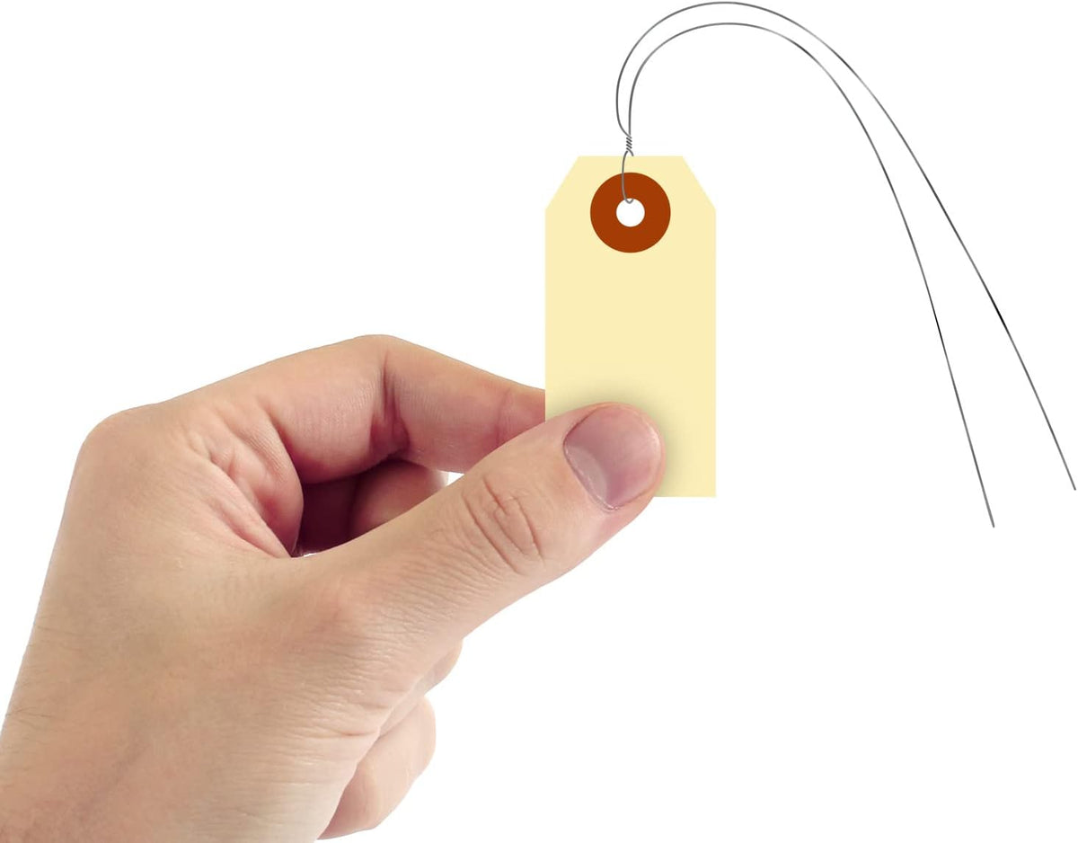 SmartSign Blank Manila Shipping Tags with Wire, Size-1, Pack of 1000, 13pt Thick Prewired Cardstock