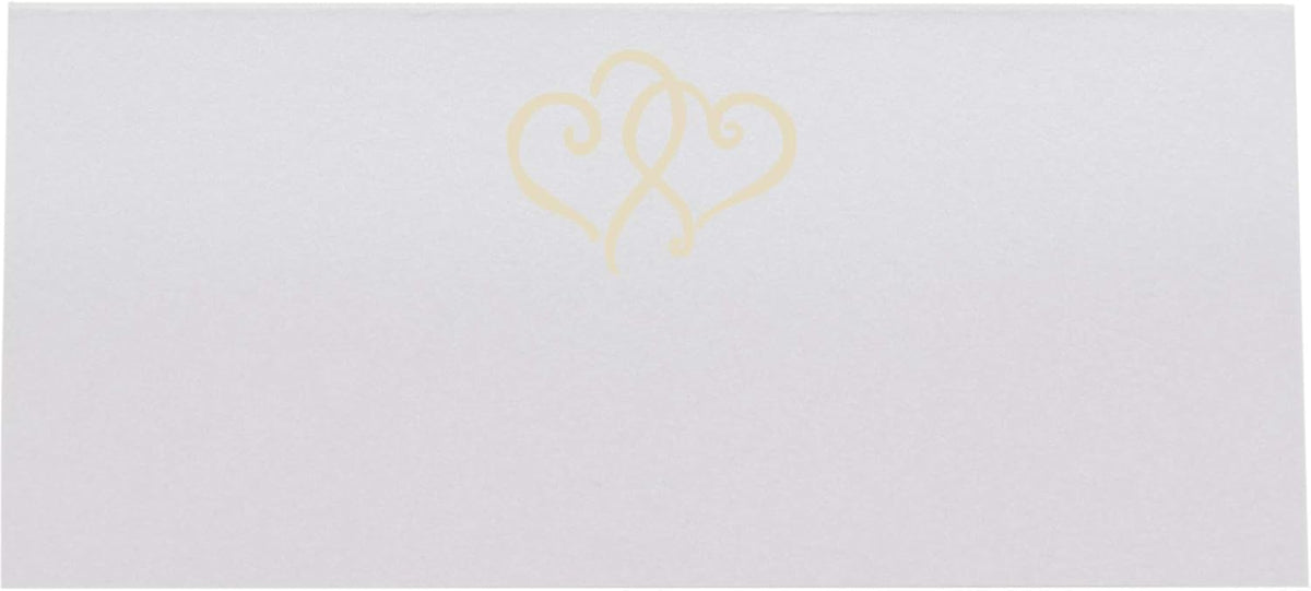 Linked Hearts Place Cards, Ivory (Choose Color), Set of 25, Pre-cut and Scored - Wedding, Party