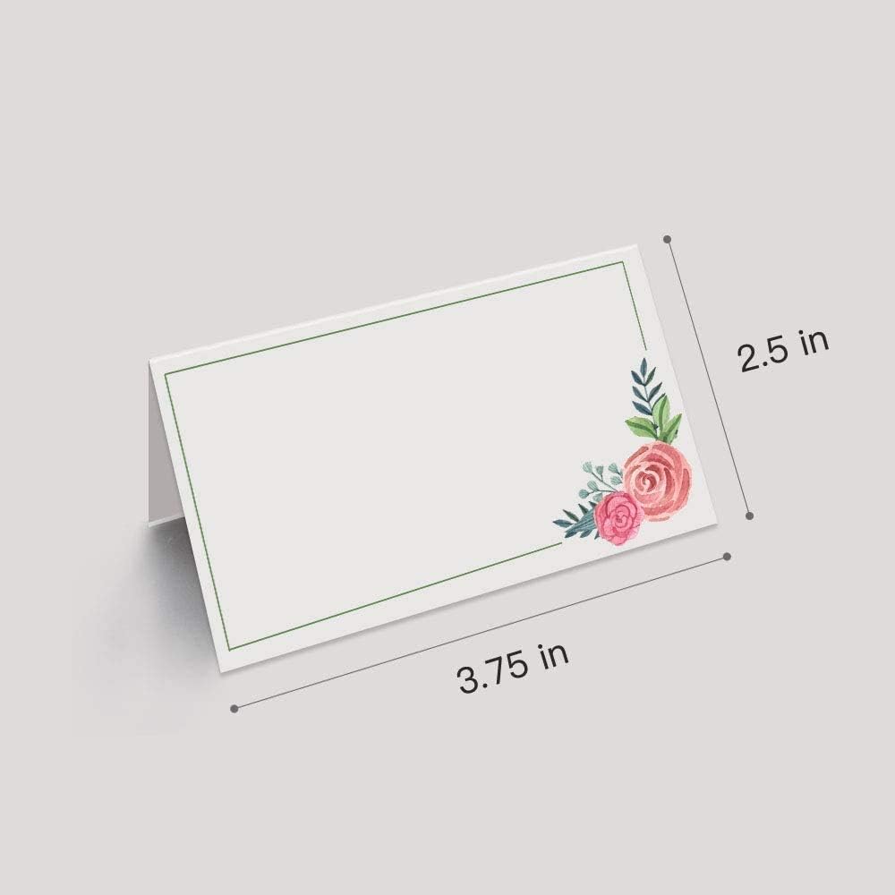 100Pcs Place Cards, Elegant Table Cards with Floral, Rustic Texture Seating Cards, Kraft Paper Name