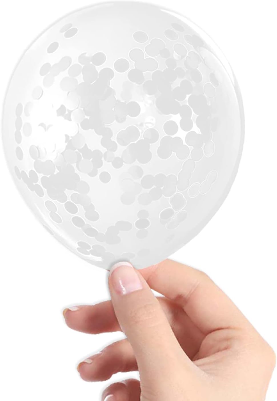 White Confetti Balloons, 40 Pcs 5 Inch Clear Balloons with Confetti Inside for Birthday Party