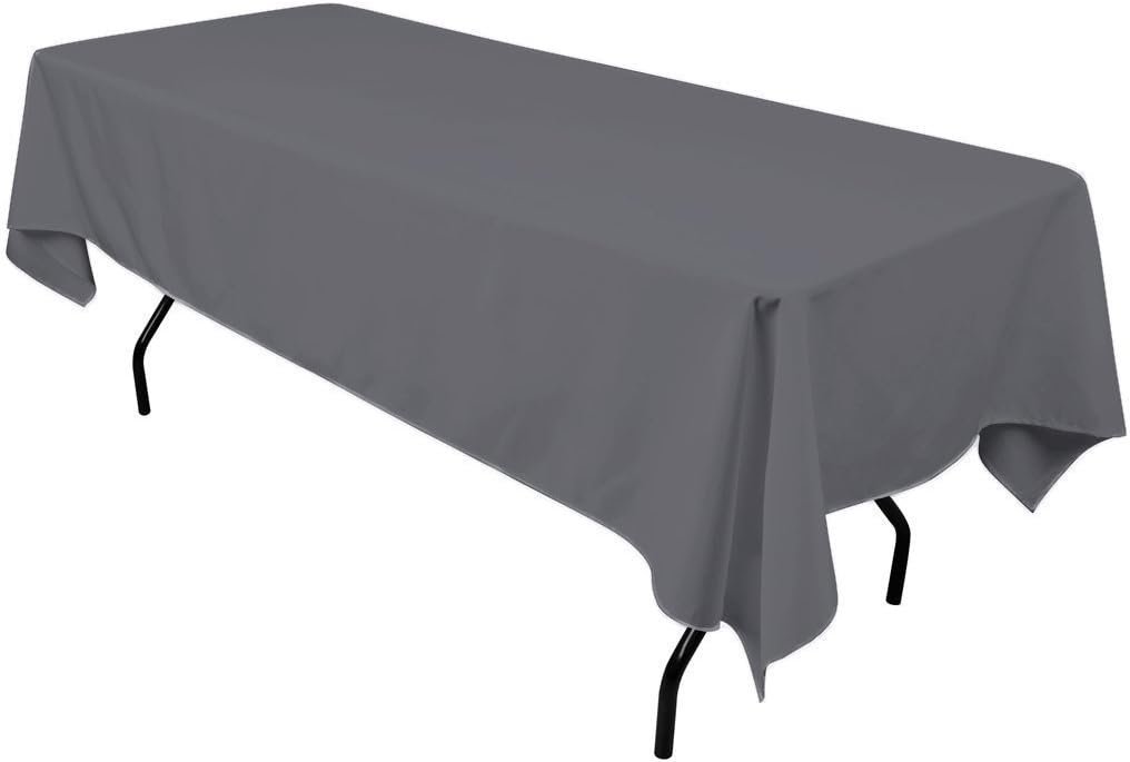 Gee Di Moda Rectangle Tablecloth - 60 x 126" Inch - Charcoal Rectangular Table Cloth for 8 Foot