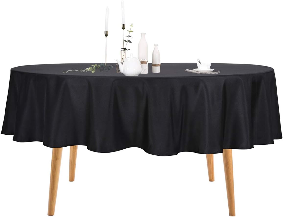 Ascoza 2pack 60 Inch Black Rectangular Tablecloth in Polyester Fabric for