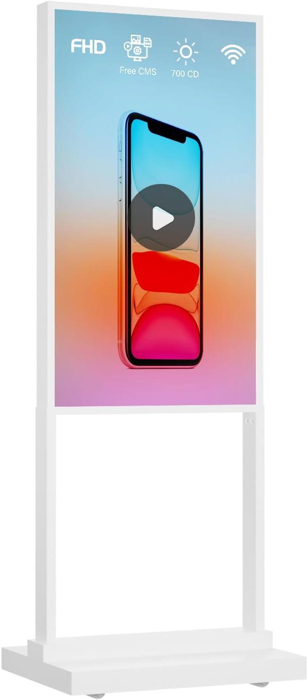 43 Inch 4K Touchscreen Kiosk, Indoor Capacitive Touch Floor Standing Digital Signage Displays
