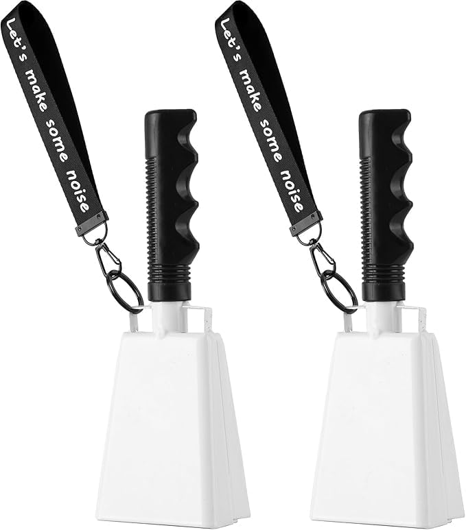 Cow Bells Noise Makers with Handle: Cowbells Hand Percussion for Sporting Events with Wrist Strap