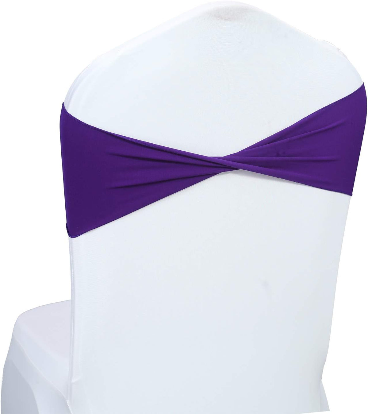 VDS Pack of 10 PCS | Purple | Spandex Chair Sashes Bows Without Buckle | Stretch Elastic Banquet