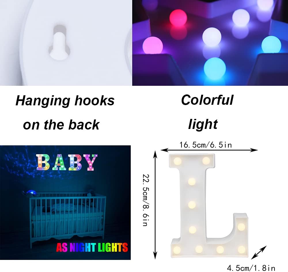 Light Up Colorful LED Marquee Letter lights, 18 Colors Changing Alphabet Letters Sign with Remote
