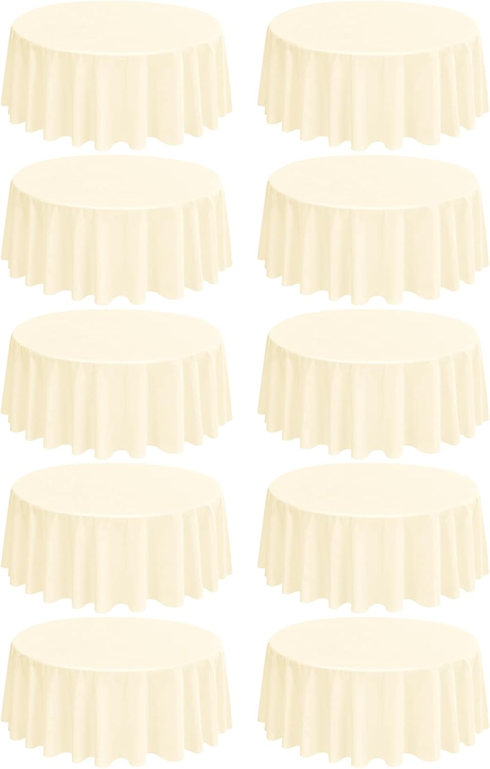 10 Pack Round Tablecloths - 108 Inch, Beige Polyester Table Cover for Round Tables, Stain and