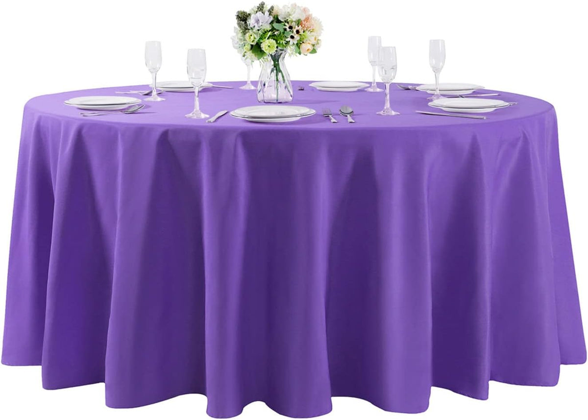 132 inch Round Tablecloth Washable Polyester Table Cloth Decorative Table Cover for Wedding Party