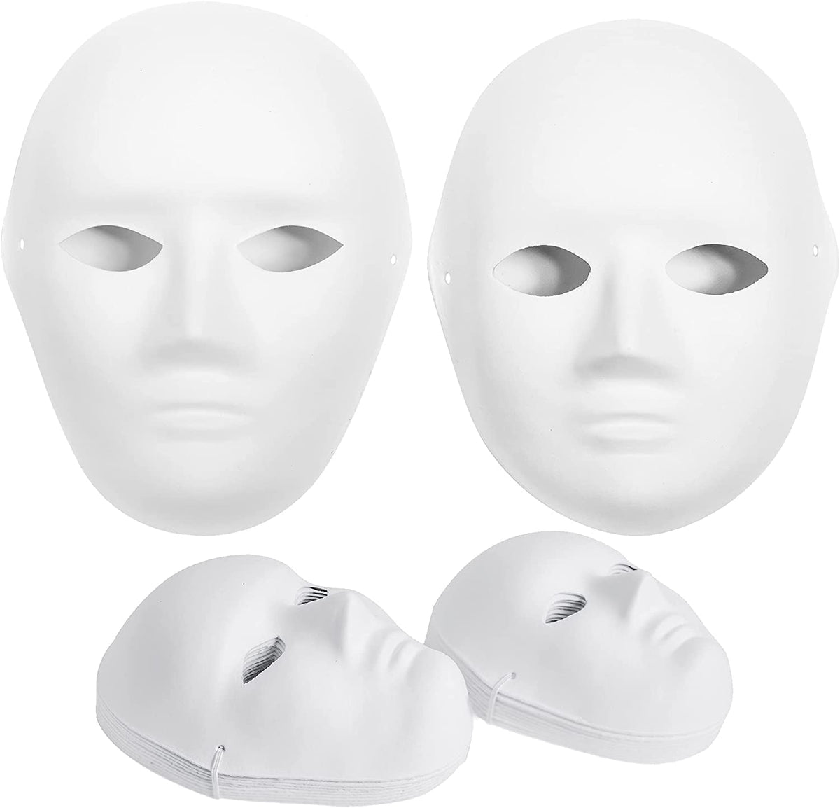 CALPALMY 30 Pack Paper Mache Masks - 2 Sizes for Artistic Projects, Theater, Halloween, Masquerade