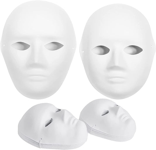 CALPALMY 30 Pack Paper Mache Masks - 2 Sizes for Artistic Projects, Theater, Halloween, Masquerade