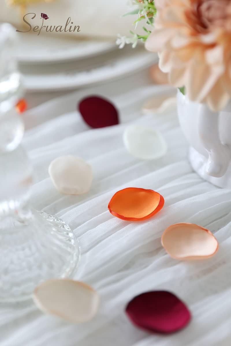 Serwalin 300Pcs Silk Rose Petals Flower Petals for Weddings Burgundy Gold White Petals Fake Orange
